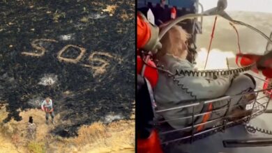 Rescatan a un hombre que pidió ayuda escribiendo "SOS" en las cenizas de una isla en llamas