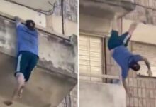 Sobrevive tras caer desde un cuarto piso e impactar contra una patrulla en Argentina