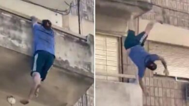 Sobrevive tras caer desde un cuarto piso e impactar contra una patrulla en Argentina