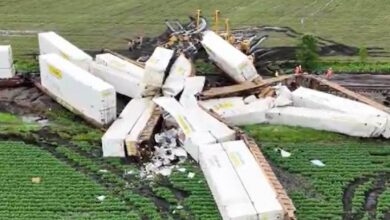 Accidente ferroviario en Illinois: vagones quedaron desperdigados tras fuertes tormentas