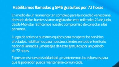Movistar habilita llamadas y mensajes de textos gratuitos por 72 horas tras fuertes sismos en Venezuela