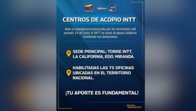 INTT activa todas sus oficinas como centros de recepción de donaciones