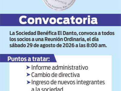 Convocatoria Sociedad Benéfica El Danto