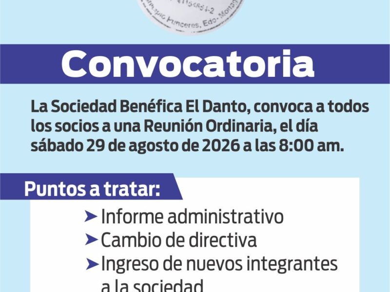 Convocatoria Sociedad Benéfica El Danto
