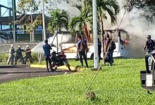 Reportan incendio de transporte público en la redoma de Las Cocuizas