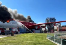 Incendio consume parte de un avión Airbus A340 adaptado como centro aeronáutico en Türkiye
