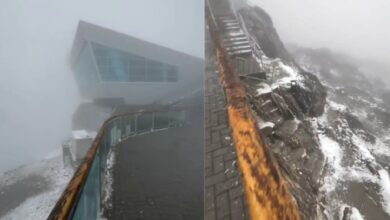 Intensa nevada tiñe de blanco el Pico Espejo en Mérida
