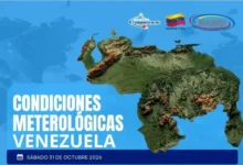 Inameh: estabilidad atmosférica y lluvias dispersas este sábado