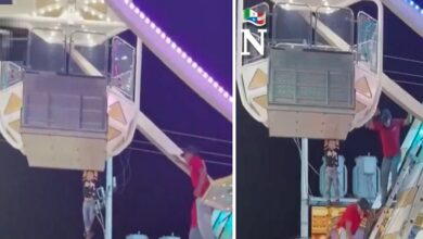 Niño queda suspendido en una rueda de la fortuna